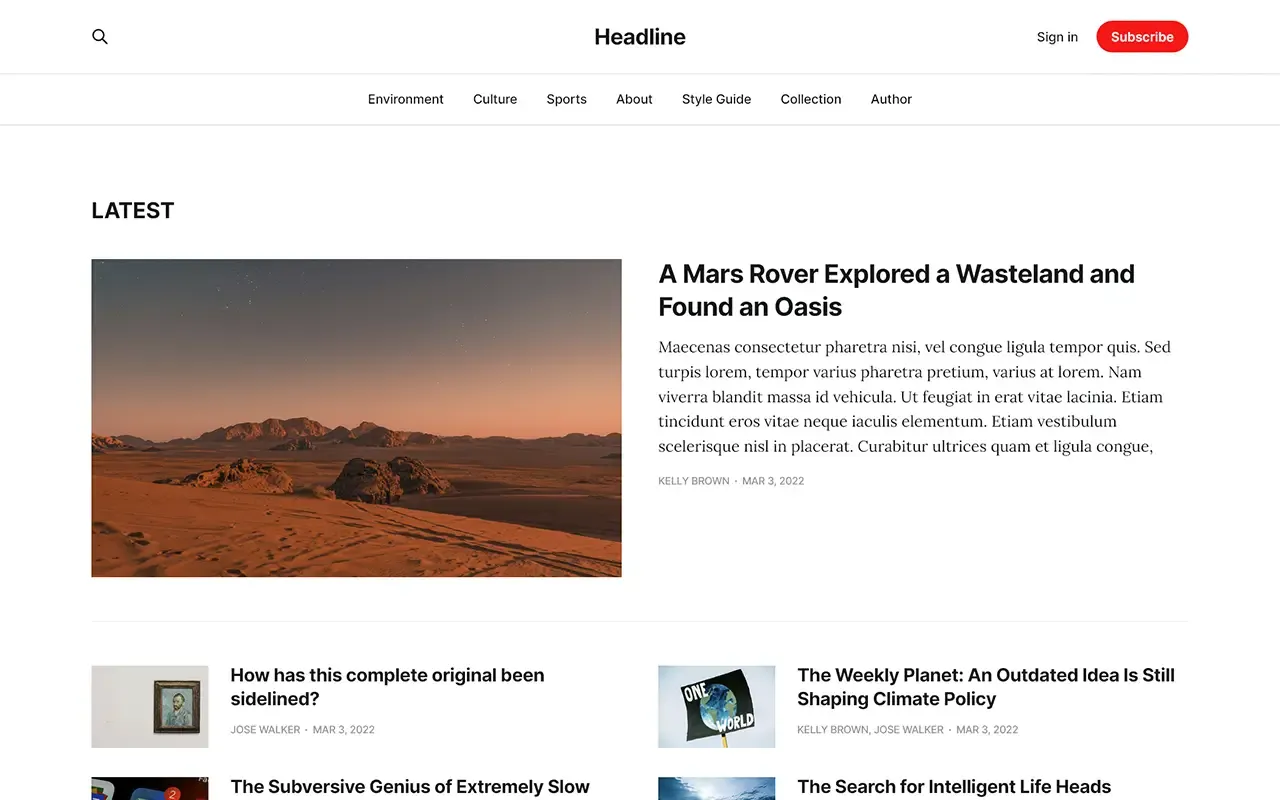 Headline Ghost Theme