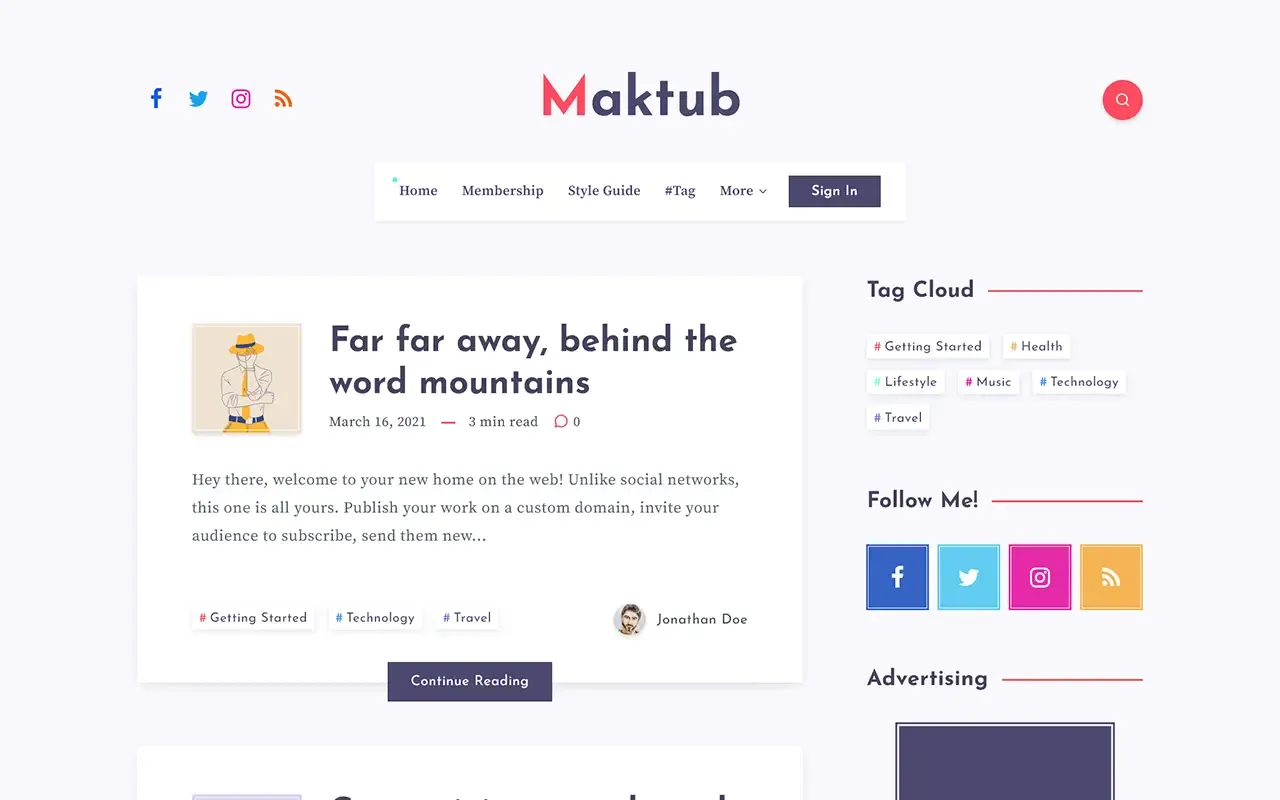 Maktub Ghost Theme