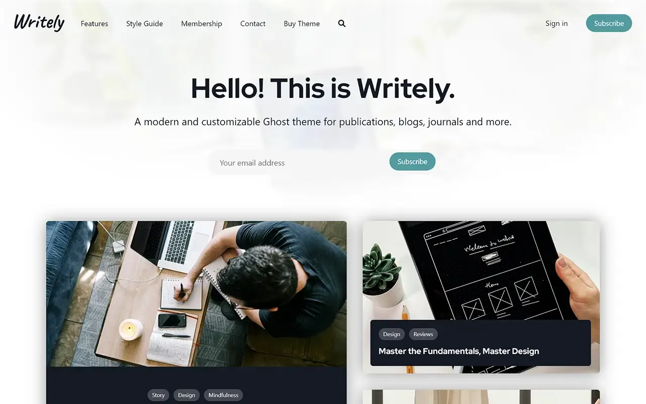 Writely Ghost Theme